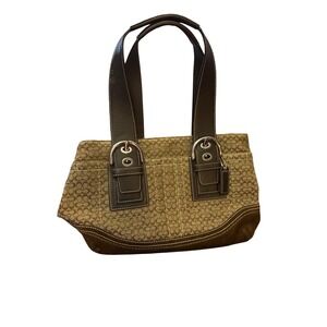 Coach Soho Mini Signature Jacquard Tote Bag Brown F10927 Small Shoulder Bag